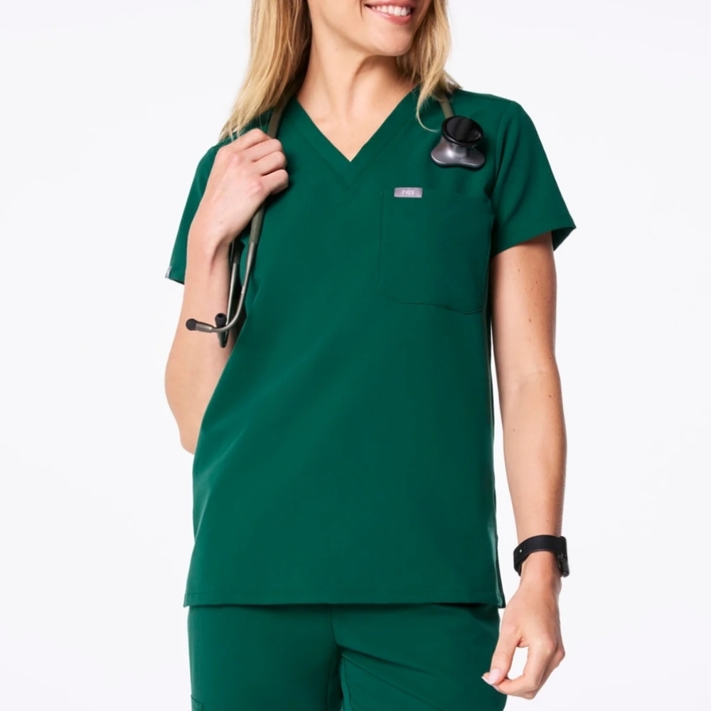 Figs Catarina Scrub top Hunter Green XXS